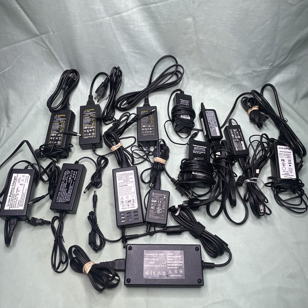 Lot 13 AC DC Power Supply Adapters 12V 19V 24V Barrel Plug Chargers Mixed OEM
